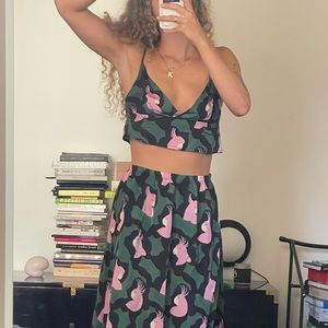 Custom tailored Samuji Silk Parrot Dress